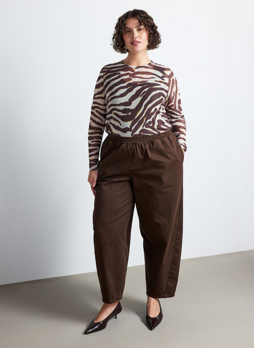 Mesh-pusero printill&auml;, Ruskea, Model image number 1