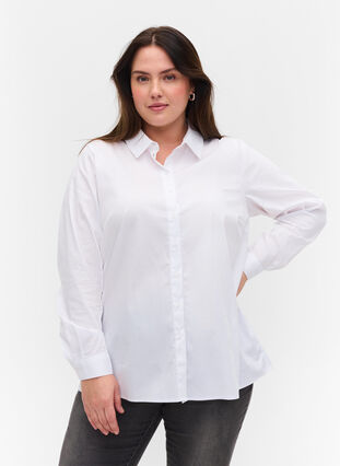 Klassinen paita kauluksella ja napeilla , Bright White, Model image number 0