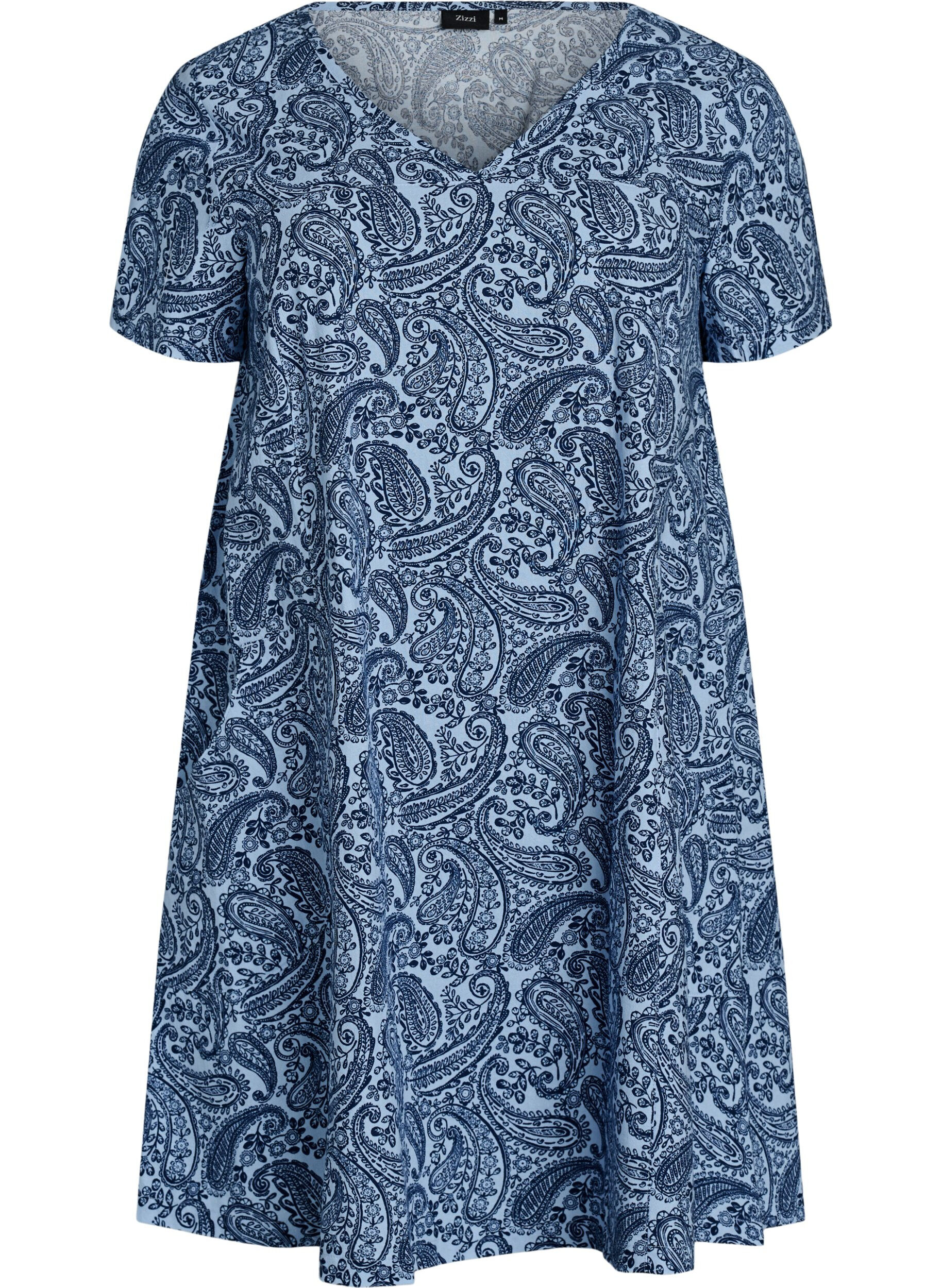 Lyhyt a-linjainen mekko paisley-kuosilla