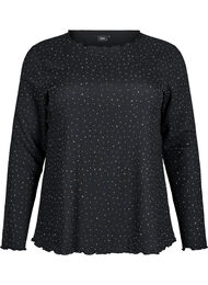 Pitkähihainen paljettipaita kristalleilla, Musta