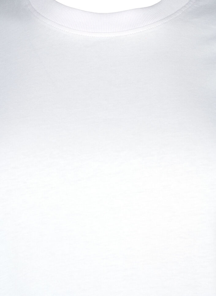 Puuvillainen perus-T-paita, jossa on pyöreä kaula-aukko, Valkoinen, Packshot image number 2