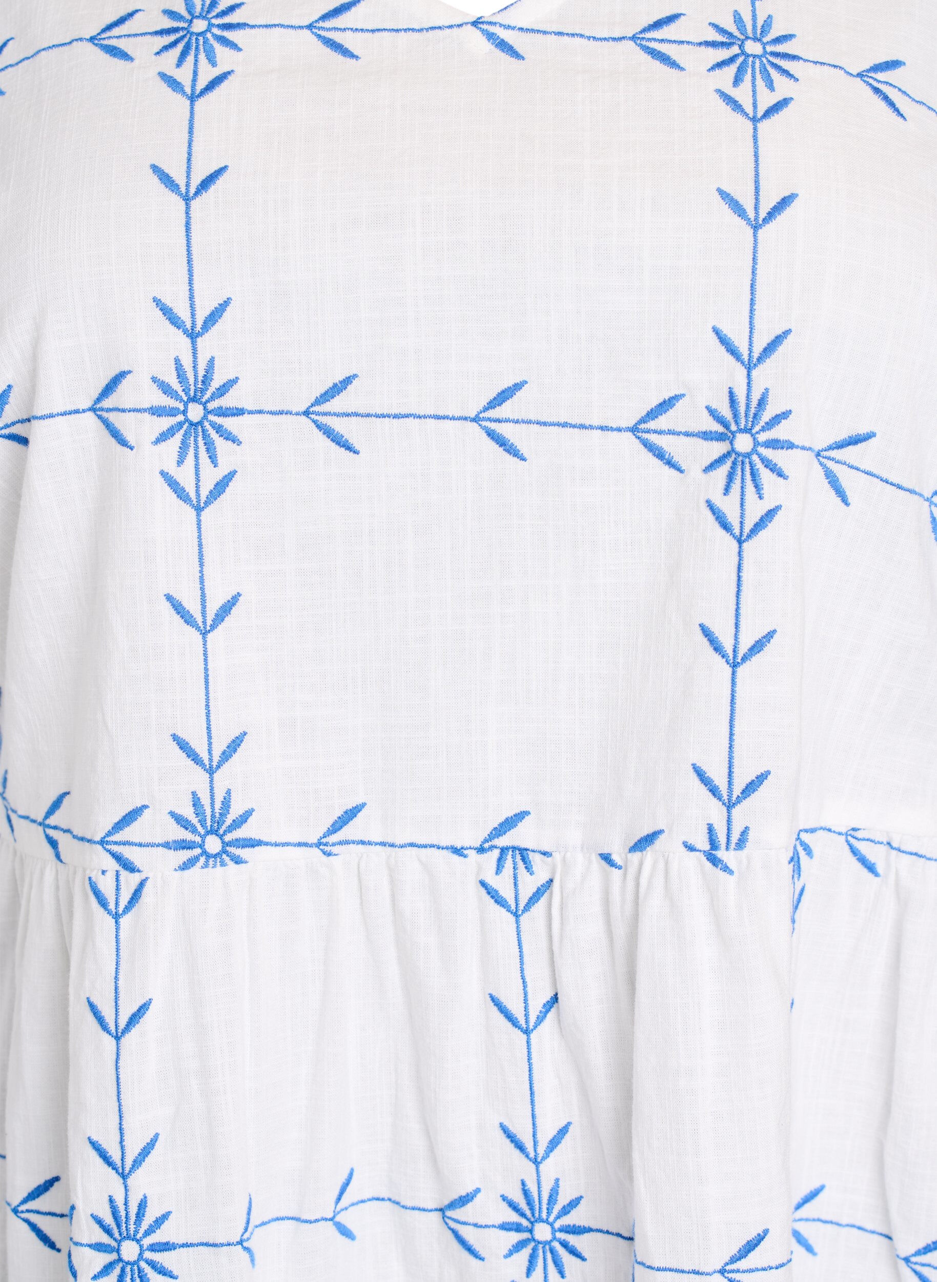 Zizzi Lyhyt kirjailtu mekko, jossa on V-p&auml;&auml;ntie, Valkoinen, Packshot image number 2