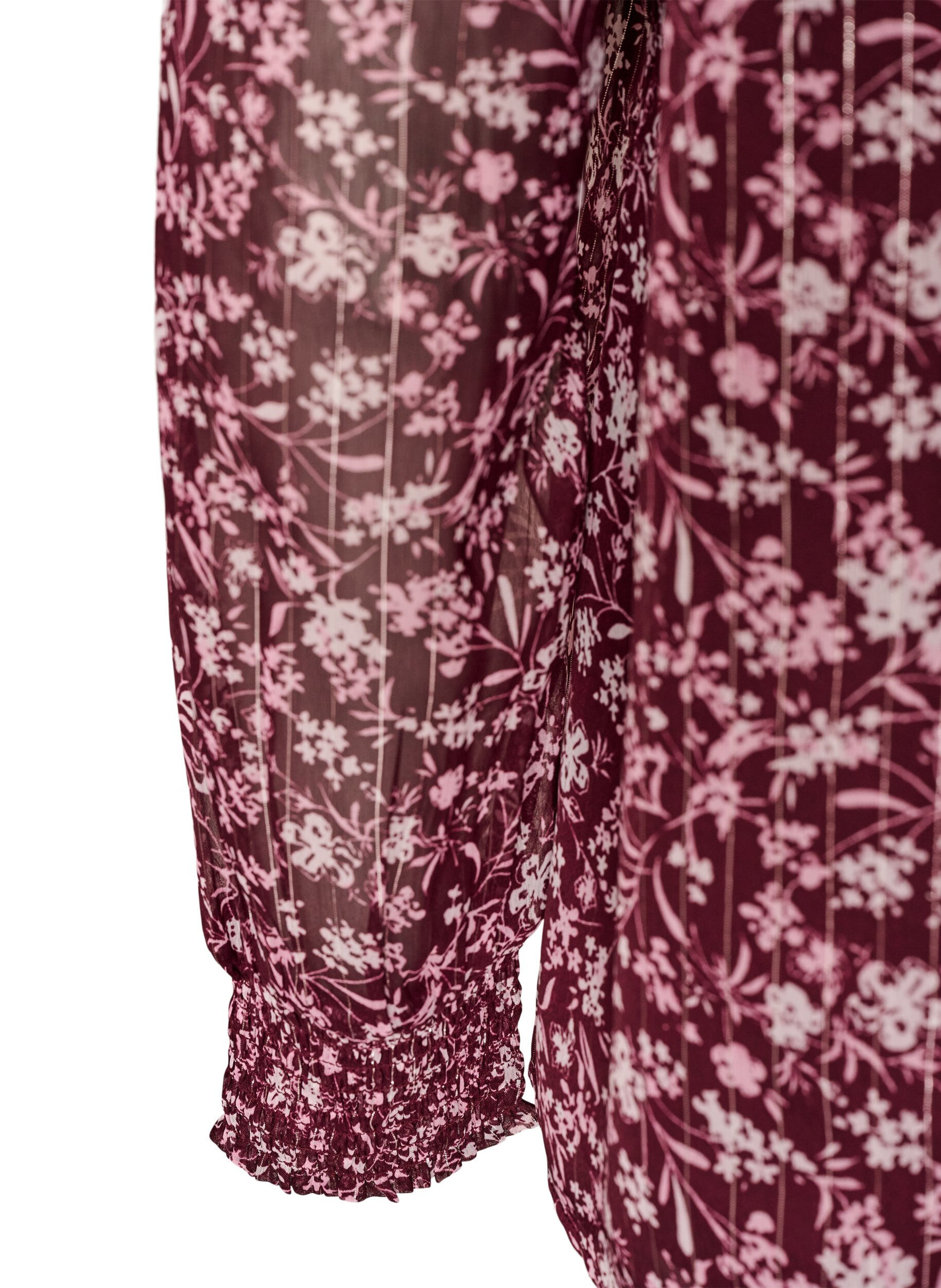ZizziKukkaisprintill&auml; ja glitterlangalla koristeltu pusero, Punainen, Packshot image number 3