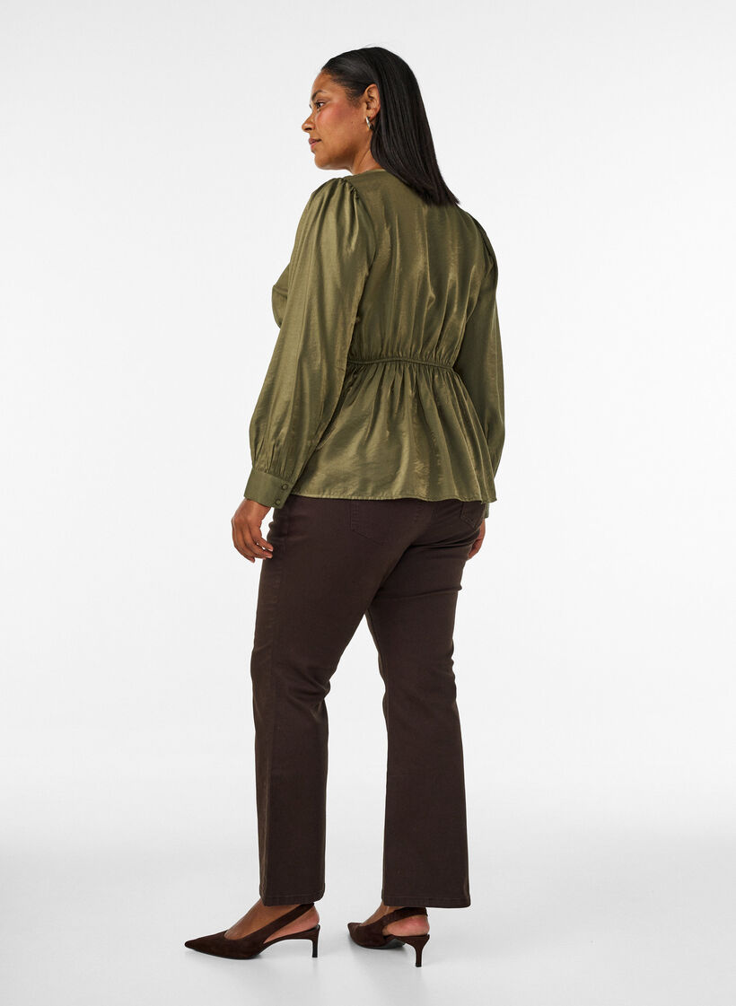 Ellen bootcut-farkut v&auml;rillisest&auml; denimist&auml;, Ruskea, Model image number 1