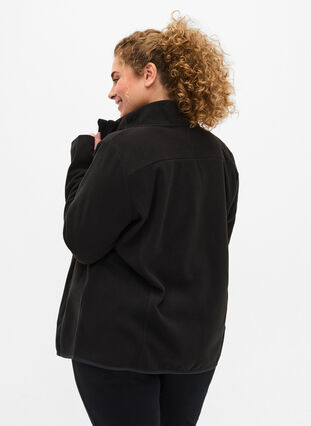 Korkeakauluksinen fleecetakki taskuilla, Black, Model image number 1