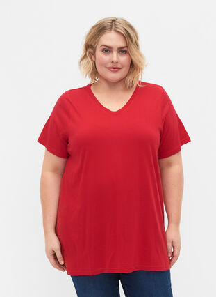 Lyhythihainen t-paita A-mallissa, Lipstick Red, Model image number 0