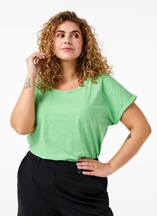 Neonvärinen puuvillainen t-paita, Neon Green, Model image number 0