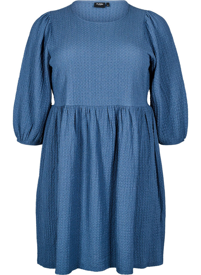 FLASH - Lyhyt mekko tekstuurilla ja 3/4-hihoilla, Sargasso Sea, Packshot image number 0