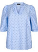 Pilkullinen viskoosipusero 3/4-hihoilla, Light Blue Dot, Packshot image number 0