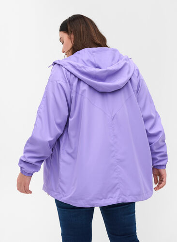 Lyhyt takki hupulla ja säädettävällä helmalla , Paisley Purple, Model image number 1