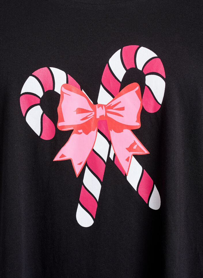 Yöpaita luomupuuvillasta jouluteemalla, Musta, Packshot image number 2