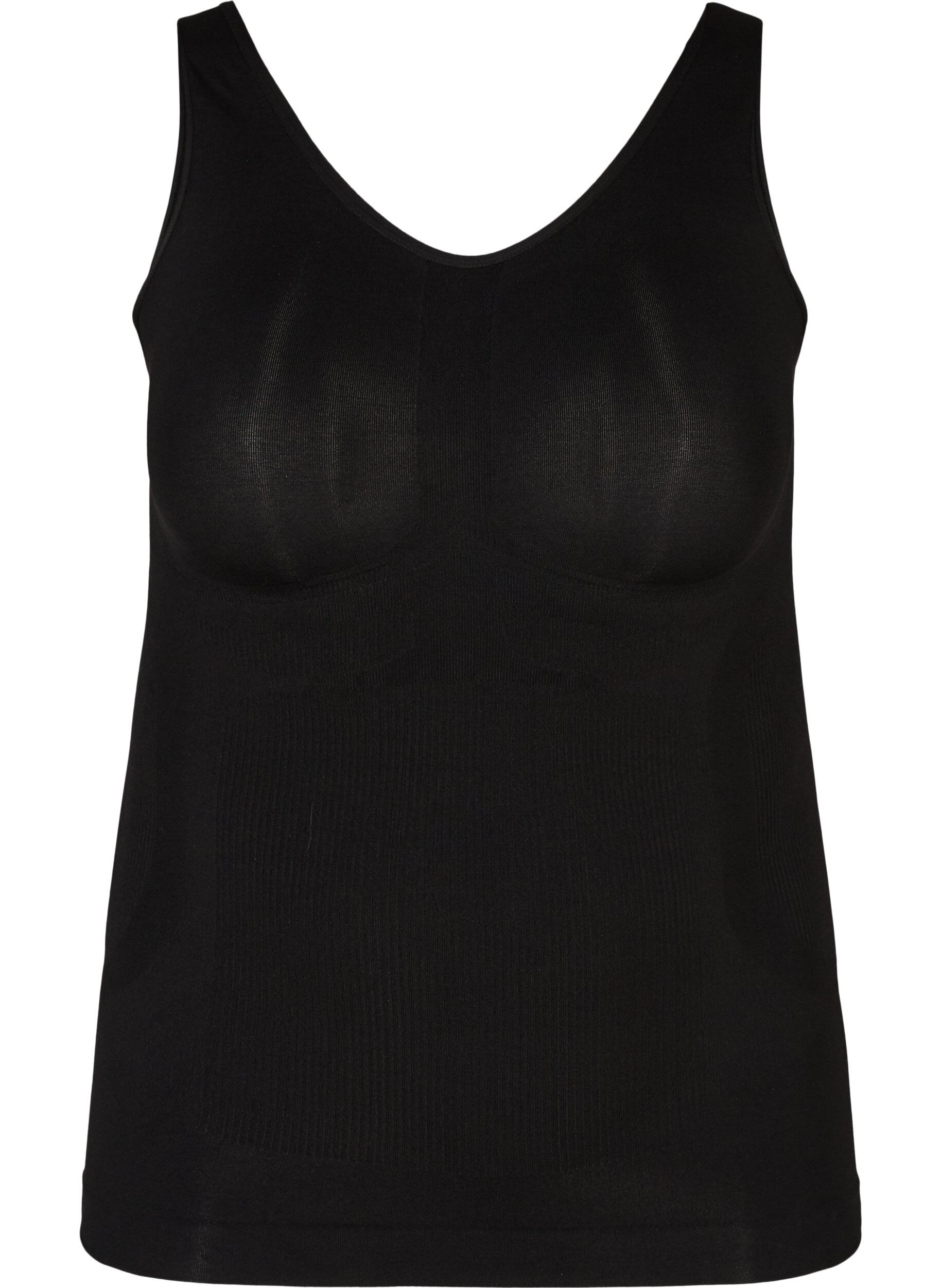 ZizziShapewear-toppi leveill&auml; olkaimilla, Musta, Packshot image number 0