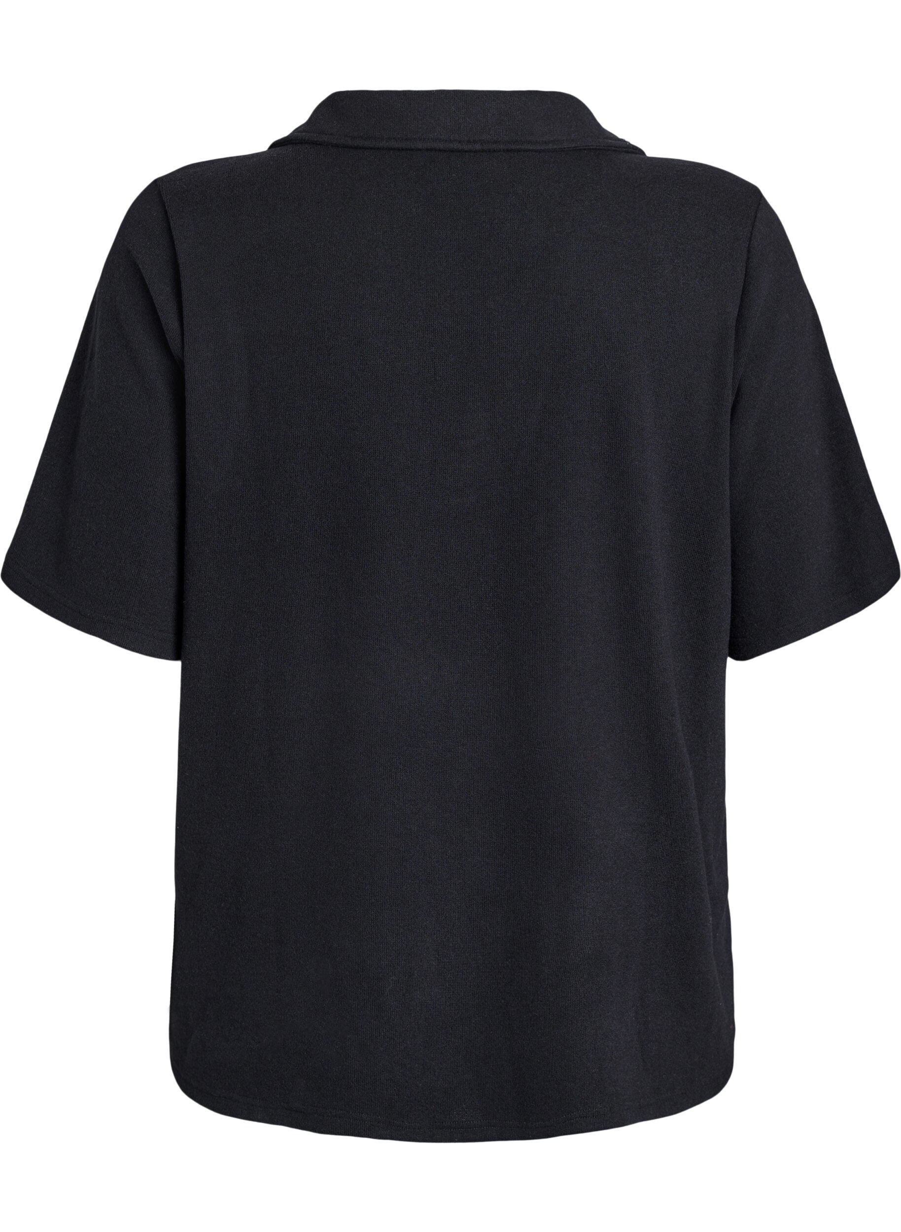 Zizzi Jersey-paita kauluksilla ja lyhyill&auml; hihoilla, Musta, Packshot image number 1
