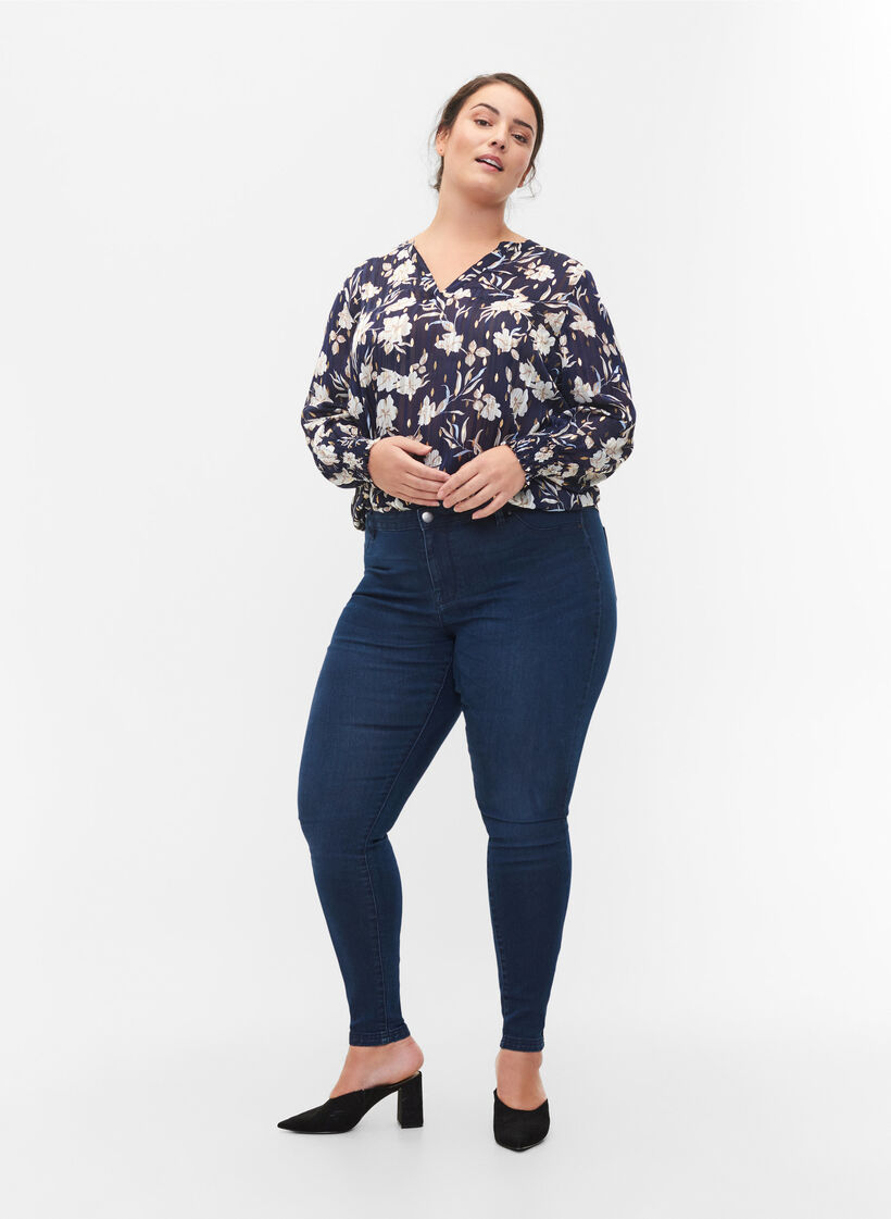 Jeggingsit puuvillasekoitteesta, Dark blue denim, Model image number 0