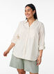 Paita pellavaa ja viskoosia, 3/4-hihoilla, Beige, Model image number 0