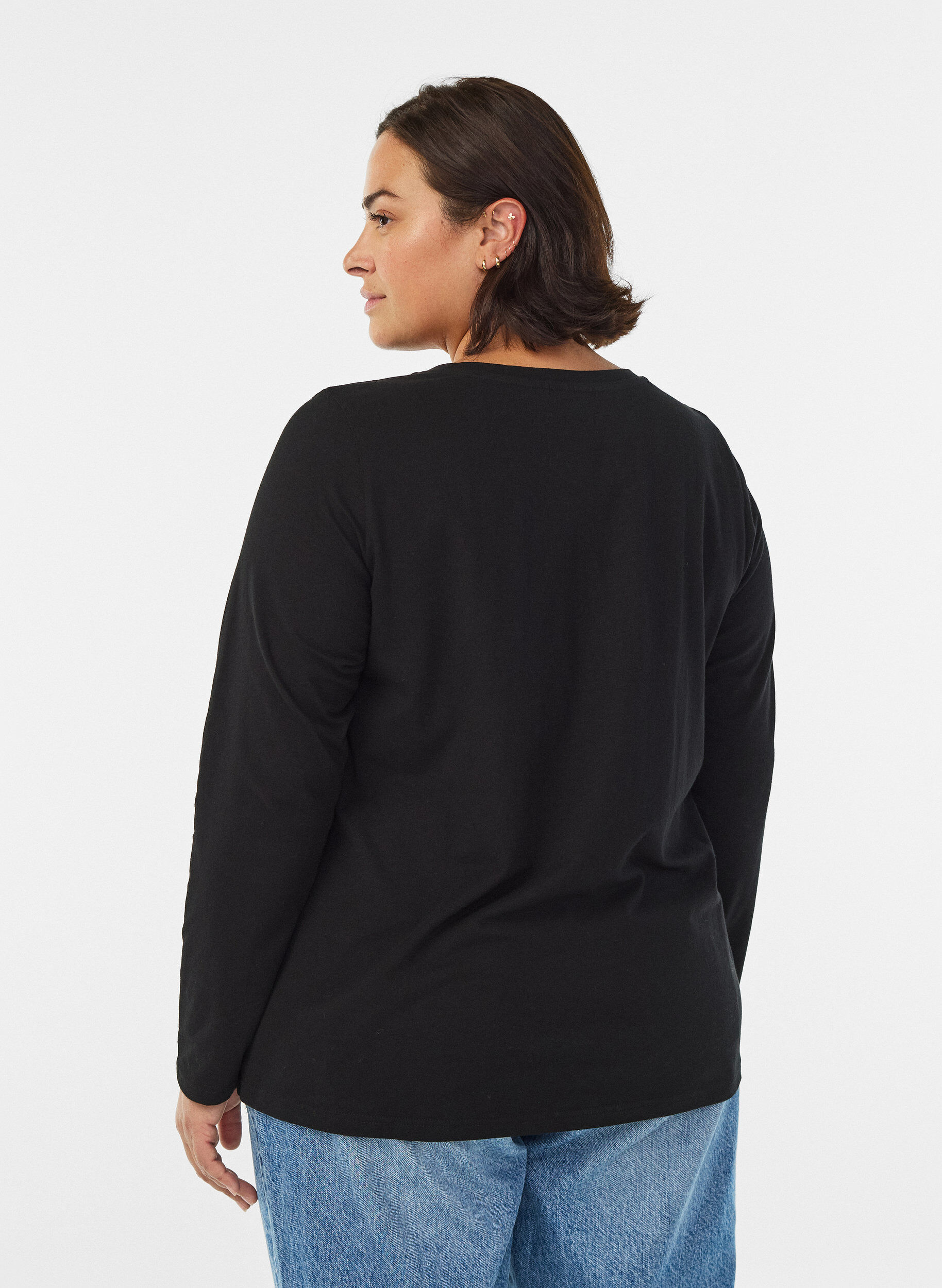 ZizziPerus jersey-paita, jossa pitk&auml;t hihat, Musta, Model image number 2