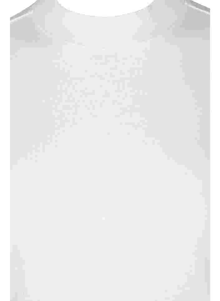 Puuvillapusero 2/4-hihoilla ja korkealle ulottuvalla pääntiellä, Bright White, Packshot image number 2