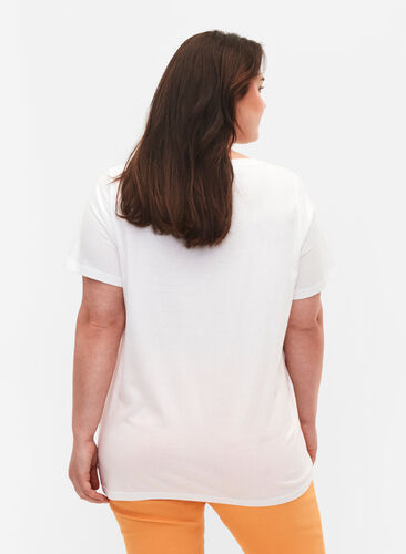 Puuvillainen T-paita brodeerauksella, Bright White, Model image number 1