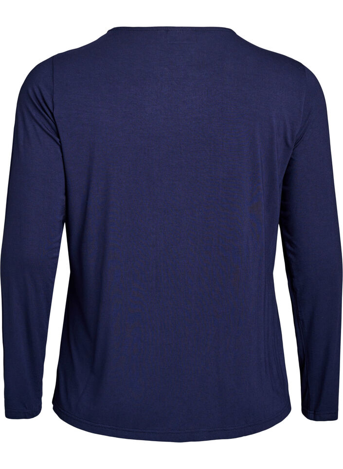 Yksiv&auml;rinen pusero pitkill&auml; hihoilla, Sininen, Packshot image number 1