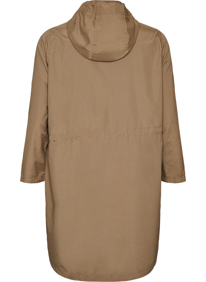 Kevyt hupullinen parka, Ruskea, Packshot image number 1