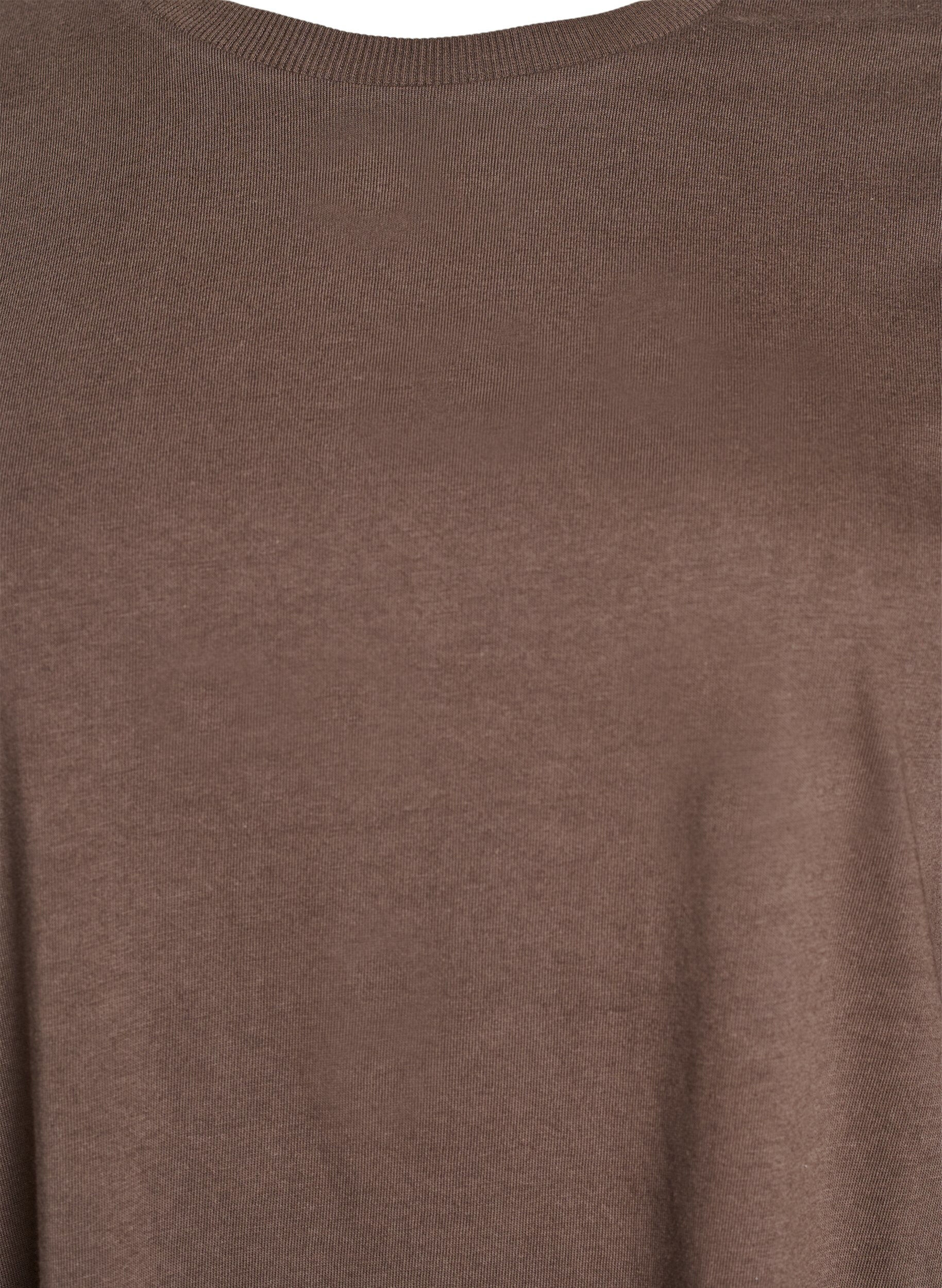 Zizzi Polvipituinen puuvillainen T-paitamekko, Ruskea, Packshot image number 2