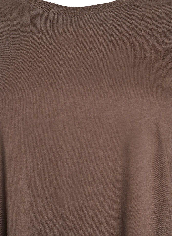 Polvipituinen puuvillainen T-paitamekko, Ruskea, Packshot image number 2