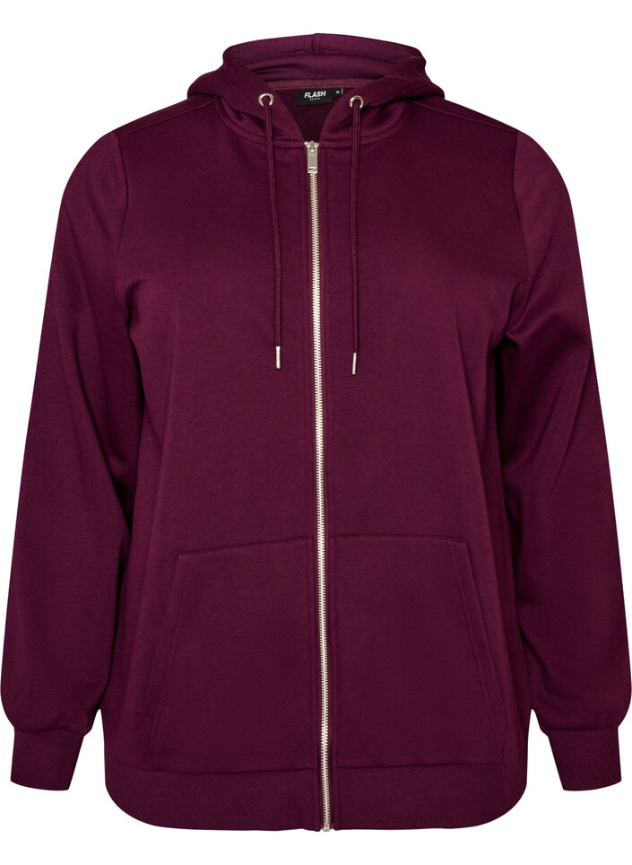 Hupullinen collegepaita vetoketjulla ja taskuilla, Violetti, Packshot image number 0
