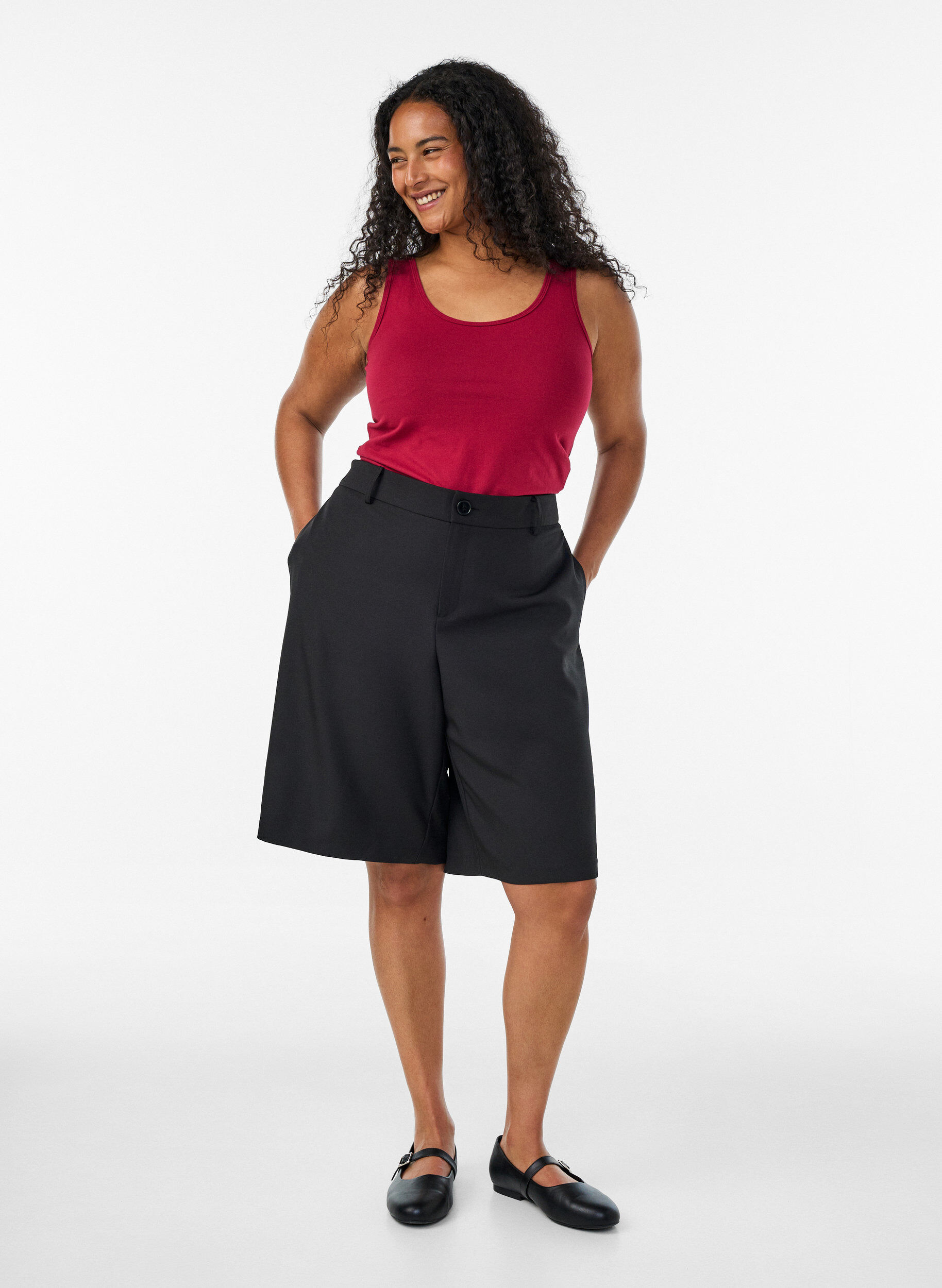ZizziYksiv&auml;rinen perus paita puuvillasta, Punainen, Model image number 1