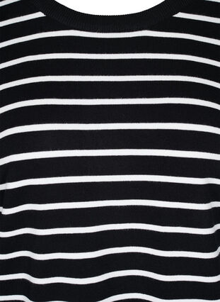 Neulottu viskoosipusero pitkillä hihoilla, Black W/Stripes, Packshot image number 2