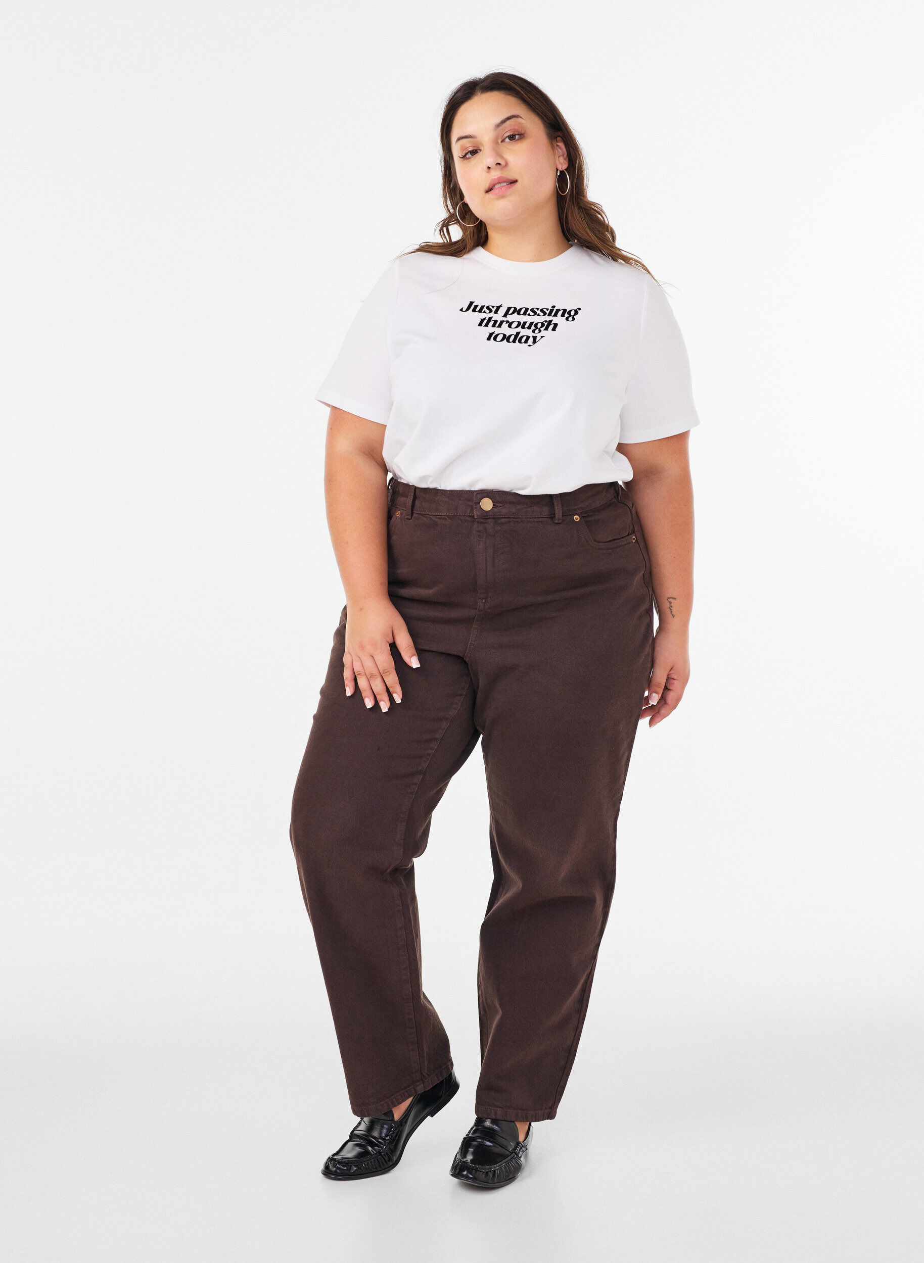 ZizziPuuvillainen T-paita tekstiprintill&auml;, Valkoinen, Model image number 1