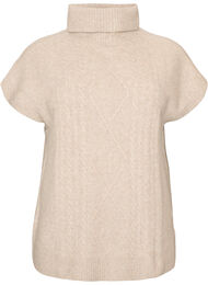 Neuleliivi poolokauluksella ja palmikkoneuleella, Beige