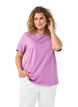 Luomupuuvillainen T-paita reik&auml;kirjailulla, Violetti, Model image number 1