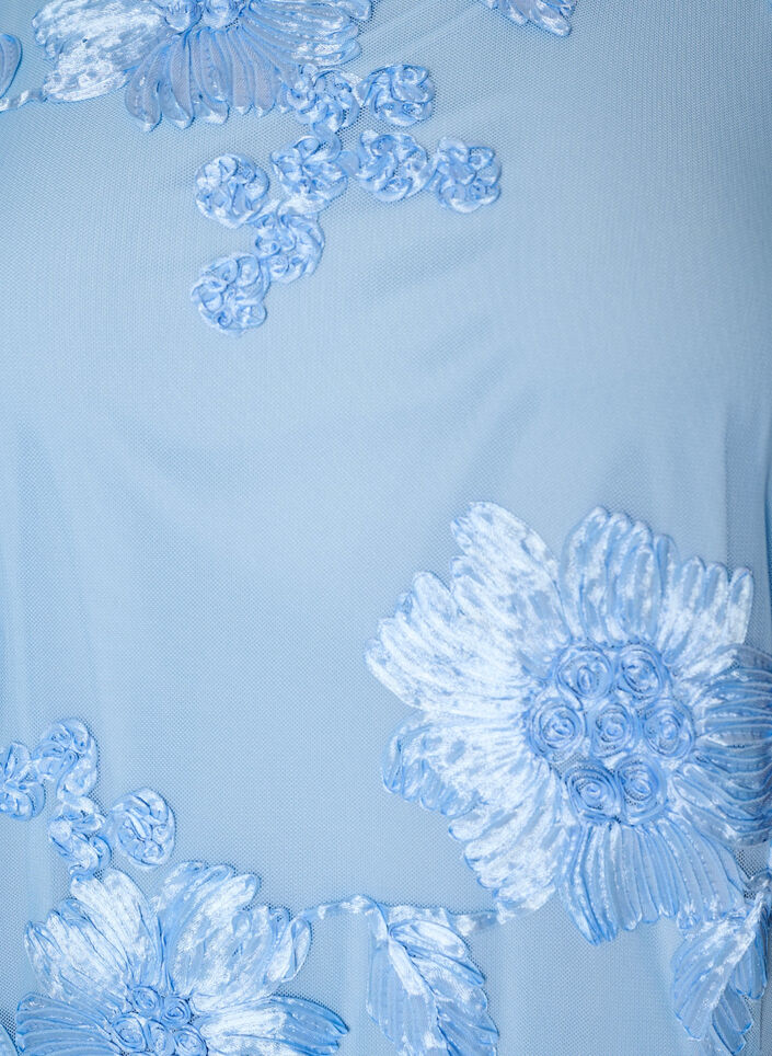 Mesh-mekko kukka-applikaatioilla, Sininen, Packshot image number 2