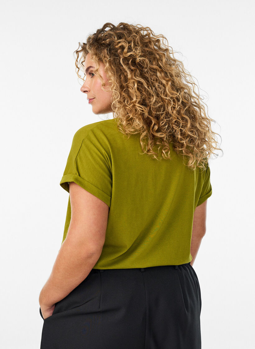 Lyhythihainen puuvillasekoite t-paita, Vihre&auml;, Model image number 2