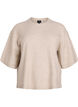 V&auml;lj&auml; neulepusero, jossa on lyhyet hihat, Beige, Packshot image number 0