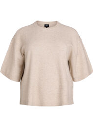 V&auml;lj&auml; neulepusero, jossa on lyhyet hihat, Beige