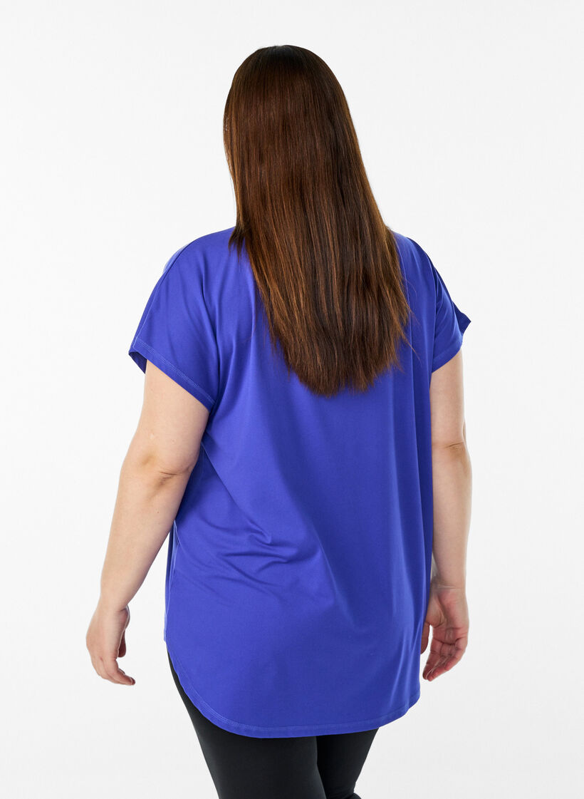 Lyhythihainen t-paita treeniin v-aukolla, Violetti, Model image number 2