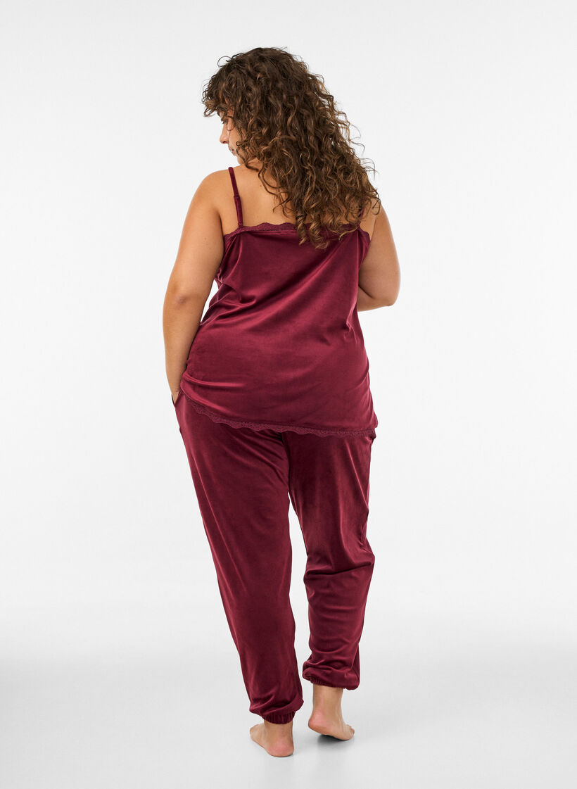 Rennot velourhousut, Punainen, Model image number 2