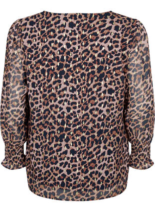 Kuosillinen, v-aukkoinen pusero pitkillä hihoilla, Leopard AOP, Packshot image number 1