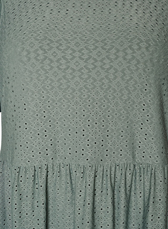 Lyhyt mekko pitsikuviolla ja kerrostetulla helmalla, Vihre&auml;, Packshot image number 2