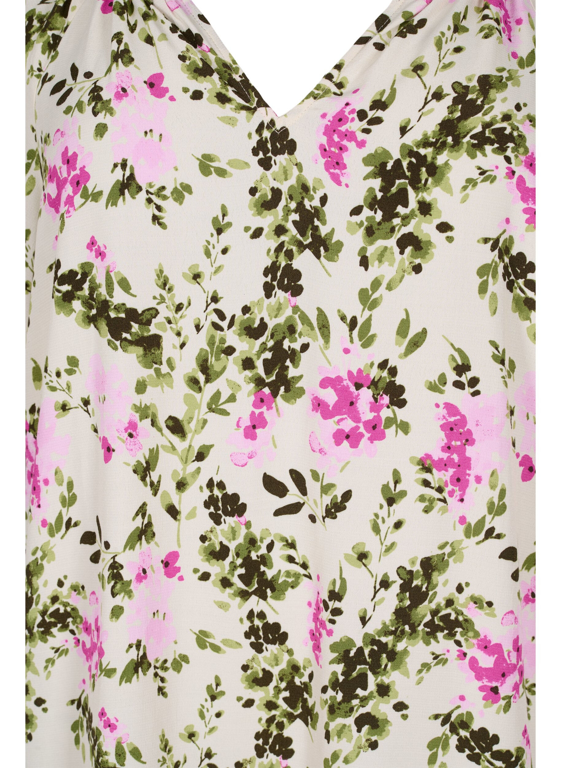 Zizzi Viskoosinen pusero lyhyill&auml; hihoilla, Green Pink AOP, Packshot image number 2