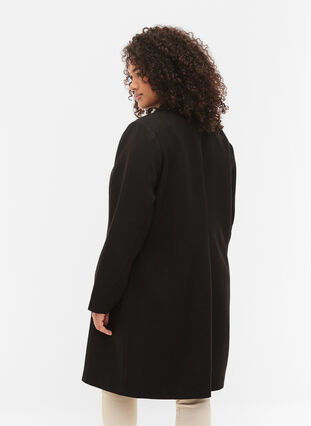 Pitkä takki nappikiinnityksellä, Black, Model image number 1