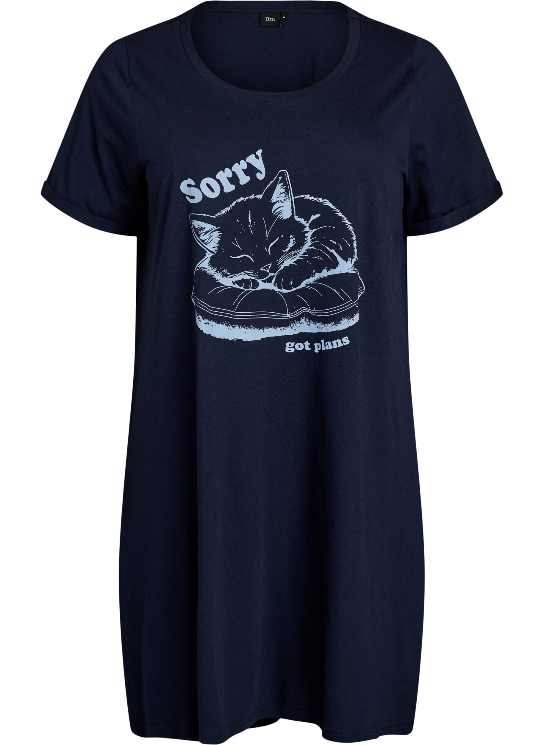 ZizziLyhythihainen y&ouml;paita luomupuuvillaa, Sininen, Packshot image number 0