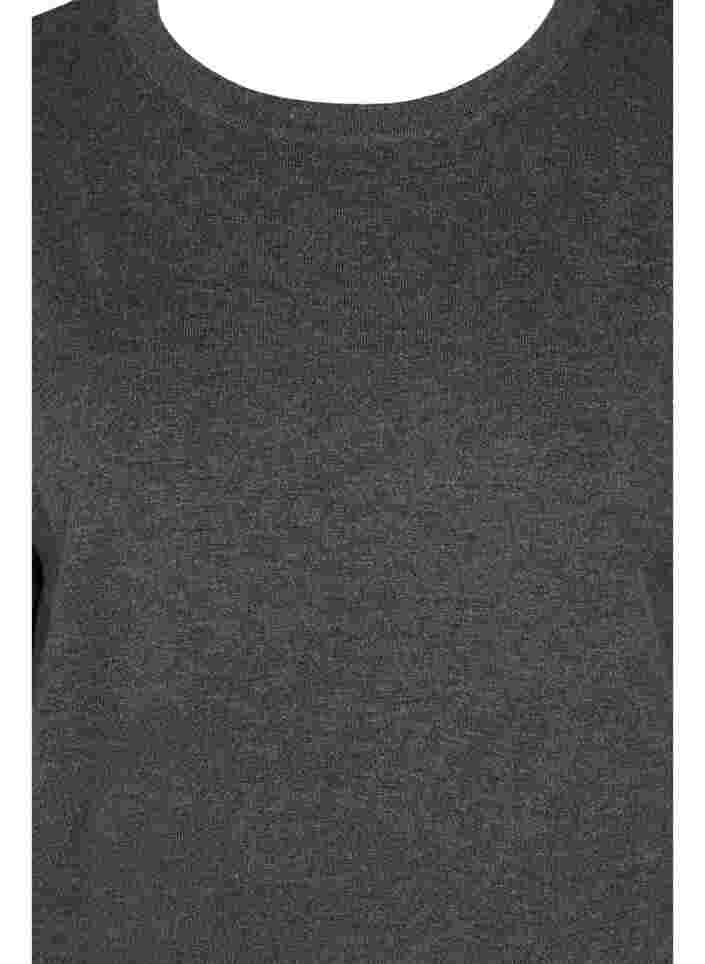 Neulepusero pyöreällä pääntiellä ja 3/4-hihoilla, Dark Grey Melange, Packshot image number 2