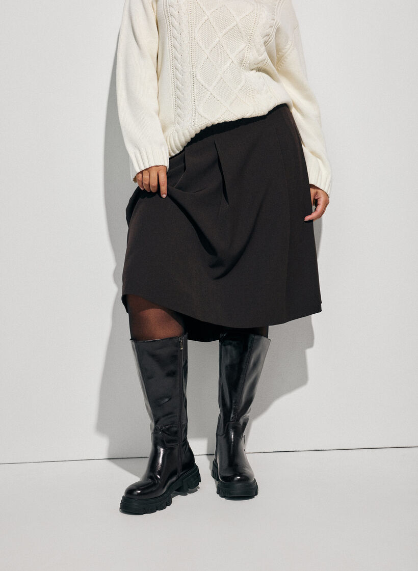Polvimittainen A-linjainen hame, Ruskea, Model image number 2