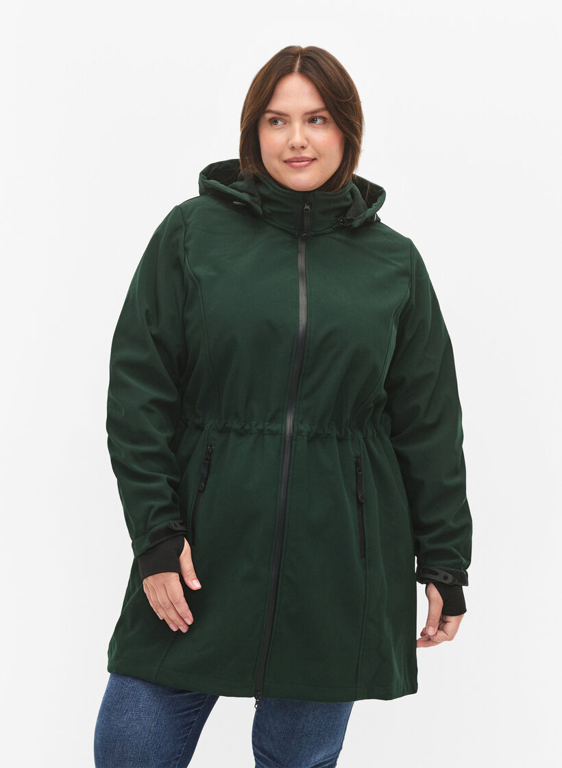 Softshell-takki irroitettavalla hupulla, Vihreä, Model image number 0