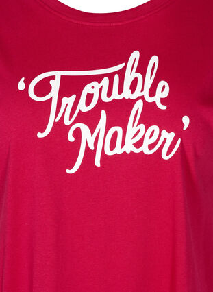 Lyhythihainen puuvillainen t-paita printillä, Cerise w. Trouble , Packshot image number 2