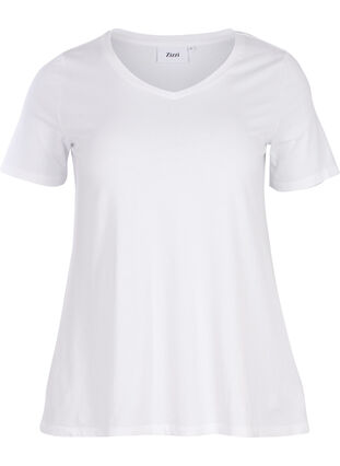 Yksivärinen perus t-paita puuvillasta, Bright White, Packshot image number 0