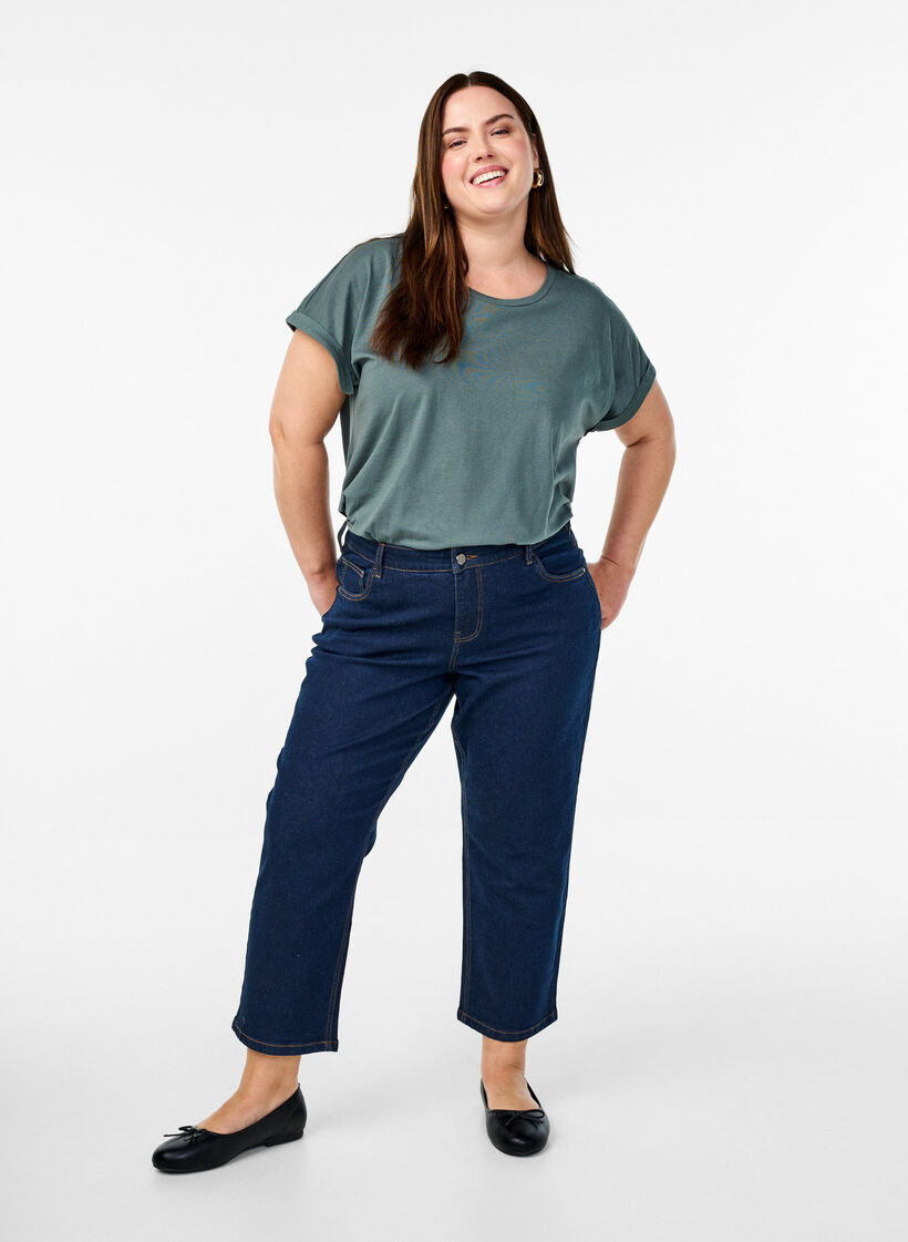 Lyhythihainen puuvillasekoitteinen T-paita, Vihre&auml;, Model image number 1