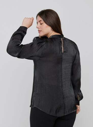 Pitkähihainen kiiltävä paita , Black, Model image number 1